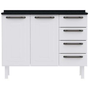 Balcão de Cozinha Titanium 2 Portas Aço Branco